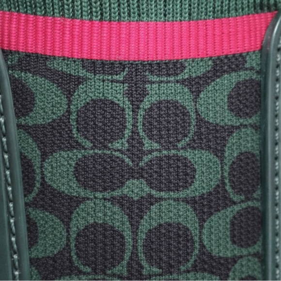 Coach Rainie Signature Sock Rain Boots Green Pink Logo Size 8 - Picture 4 of 15